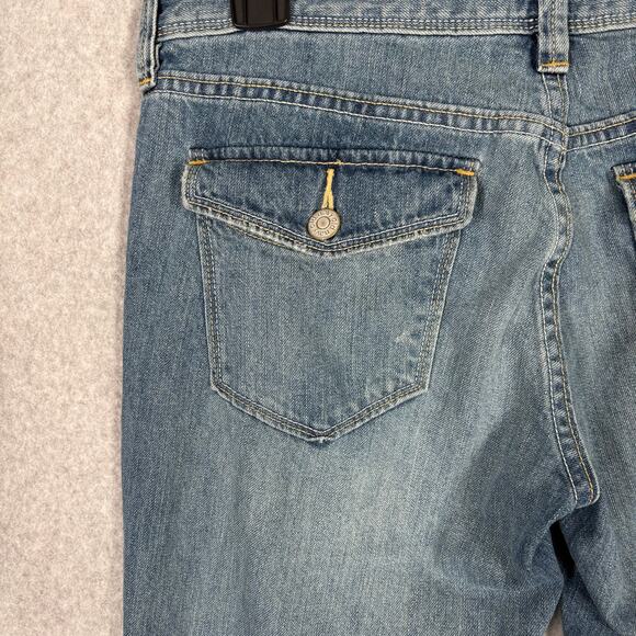 Old Navy Jeans Women 6 Baby Boot Diva Pocket Flap Y2K Knee Hole Whiskers Western - Picture 10 of 12